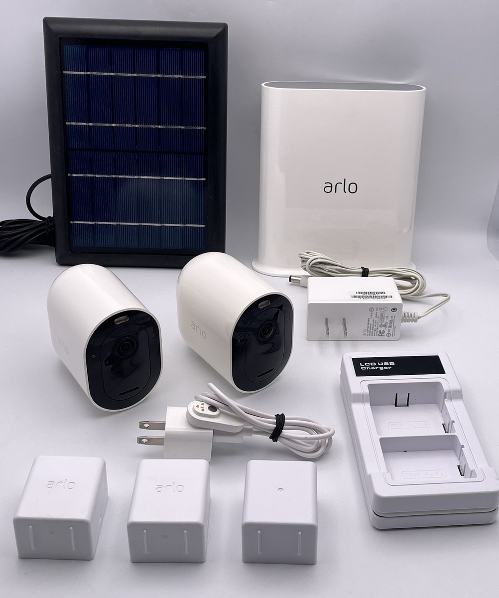 Arlo Pro 3 System 2 VMC4040p Cameras, 3 Batteries, Chargers, Base