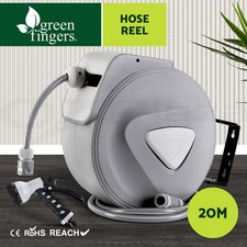 Water Hose Reel 20M Retractable Garden Storage Auto Rewind Spray Gun Wall Mount