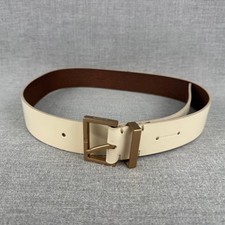 AllSaints Women’s Small Cream Leather Belt Brass Buckle AS500186C