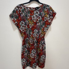ASOS Multicolor Floral Short Sleeve Shift Dress Pullover Round Neck Size S