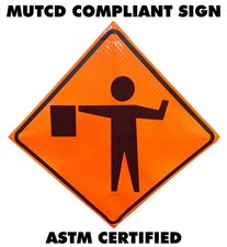 Flagger Symbol Reflective Roll-Up Traffic Sign 36" or 48" MUTCD
