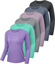 6 Pack Women'S Quick Dry Fit Long Sleeve Shirts, UPF 50 Rash Guard Swim Fishing