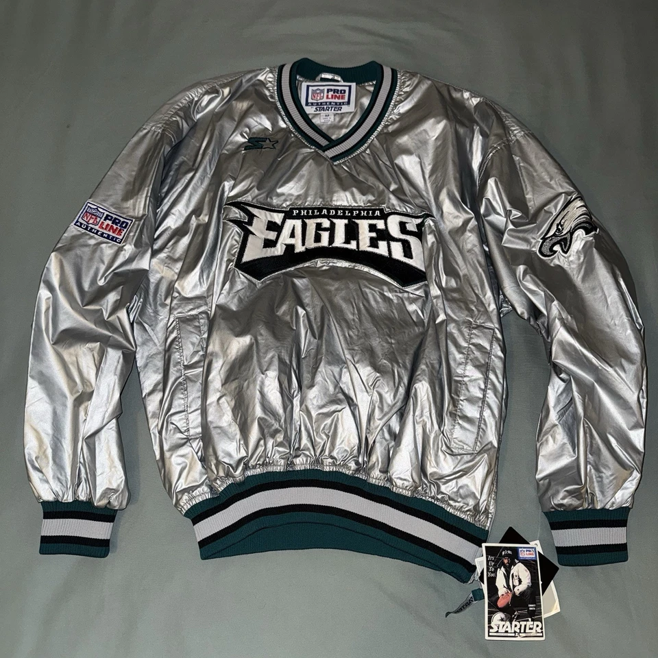 НОВЫЙ винтажный 90-х стартер Pro линия Philadelphia Eagles металлический пуловер куртка M - Изображение 2 из 4
