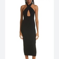 Ramy Brook New York Sz S Chantalle Punch Ribbed Knit Halter Maxi Dress NWT $395
