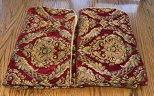 Set of 2 King Size Croscill Home Imperial Empress Pillow Shams Red/Gold Damask