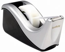 Scotch Desktop Tape Dispenser Silvertech, Two-Tone (C60-St), Black/Silver, 1