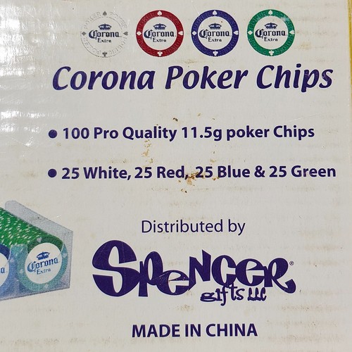 Corona Extra Bier Poker Chips 100 Stück 11,5g Profi Qualität weiß rot blau grün Set - Bild 16 von 20