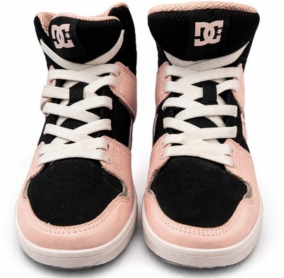 DC Shoes Kids High Top Skate Sneakers Pink Black Girls Size 1.5 Youth