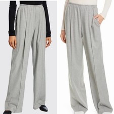 Vince Wide-Leg Flannel Pull On Pants in Wool Blend Heather Gray Size XS