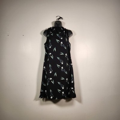 APT 9 Halter Neck Mini Dress Womens Small Black Multi Floral Sleeveless Pockets