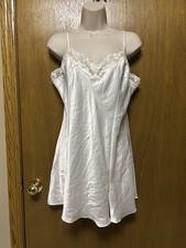 Victoria's Secret sz L Satin Lace Chemise Slip Dress Nightie Lingerie Gown V25