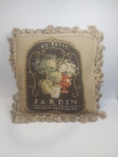 15" French Garden Floral In Vase Elegant Needlepoint Pillow Cushion