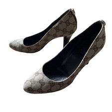 Gucci Pumps GG Canvas Pattern Canvas x Leather Beige Brown Women's Size EU36/US6