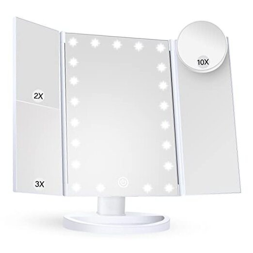 LED Vanity Makeup Mirror with 2X 3X 10X Magnification & Adjustable Lighting-image
