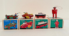 Vintage Schylling Tin Toy Ornaments Speedboat Rocket Fighter Ocean Liner Robot