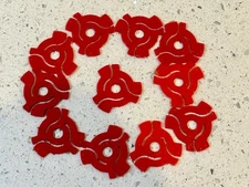 11 ~ Vintage Red Plastic 45 RPM Record Middle Adapter Insert  Lot - RETRO