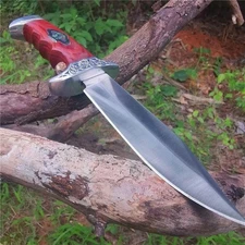 12" Tactical Hunting FOLDING Camping Knife Survival Bowie w/ Leather Sheath EDC