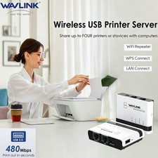 Wavlink 3 IN 1 USB Wireless Print Server LAN/Bridge RAW Printer Server Adapter
