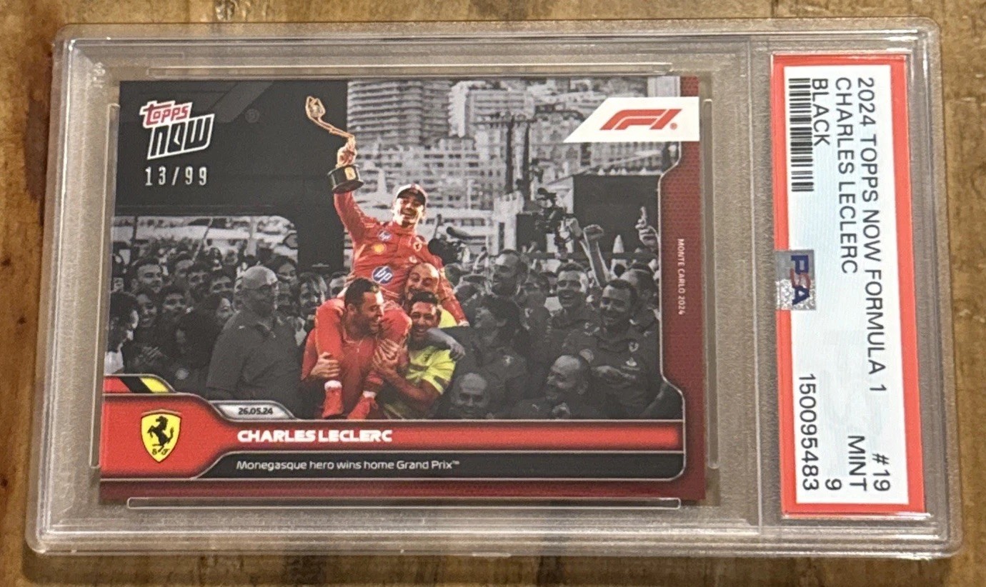2024 Charles LeClerc Topps Now Formula 1 #19 Black #/99 PSA 9 Mint - Wins Monaco view 2