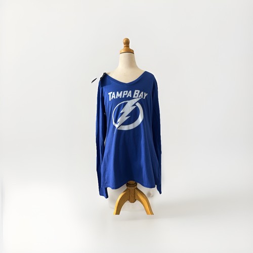Women's Steven Stamkos #91 Blue Tampa Bay Lightning Long Sleeve V-Neck T-Shirt - Picture 2 of 6
