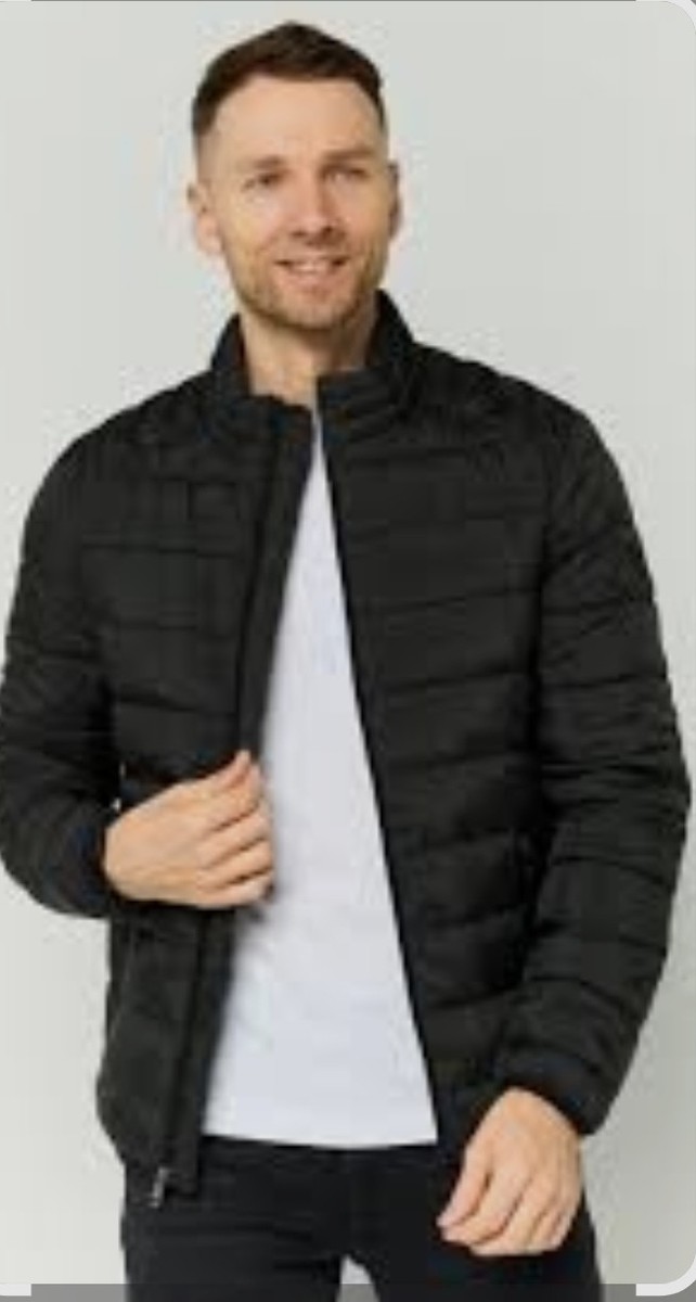 Red Herring Men's Puffer Style Harrington Jacket In Black Size