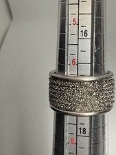 Sterling Silver Textured 10 mm Wide Band Ring - Size 6.5 - 6.1g ITALY Nice 