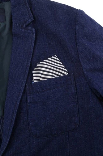 SCOTCH & SODA Men Blazer M Navy Blue Cotton Single Breasted Notched Lapels DDP image 11