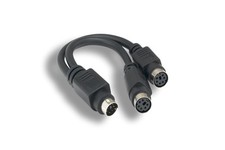 6 Inch in Mini DIN6 MDIN6 Male to 2X Female Extension Splitter Y Cable PS/2 K...