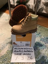 DS 2023 Timberland Premium 6 IN WP Nubuck Wheat  Gold Toddlers Sz 6.5