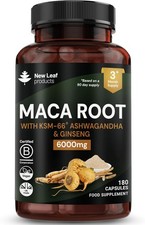 Maca Root Capsules with KSM Ashwagandha and Ginseng - 180 High Strength 6000mg