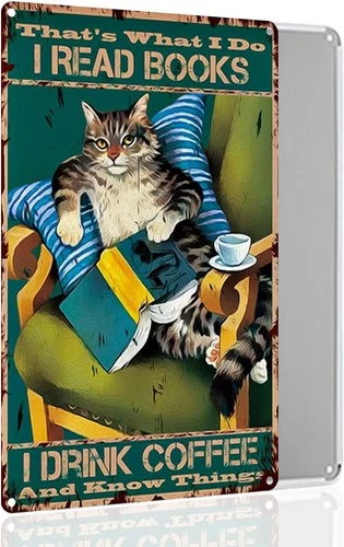 Vintage Black Cat Wall Tin Metal Signs Home Décor 8x12, That's What I Do I Readi