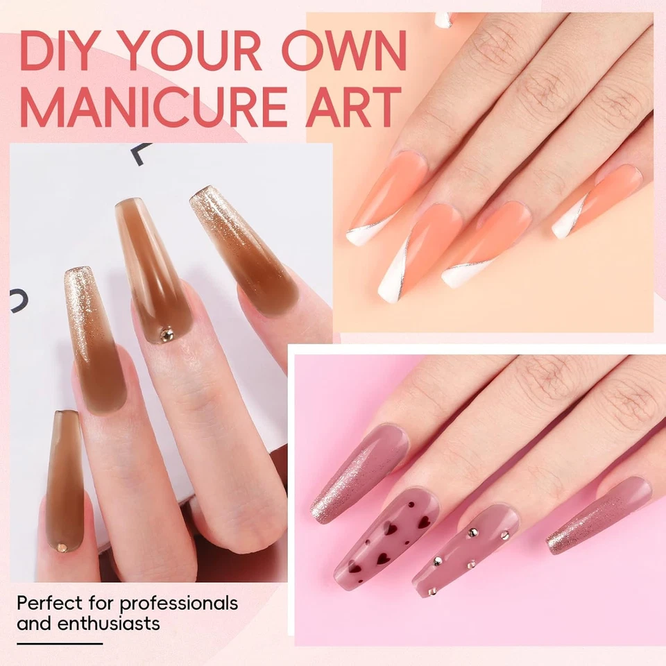 Poly Nail Gel Set UV Lampe 15 Farben 16ML Slip Solution Base Top Matte Acrylnäge - Bild 3 von 4