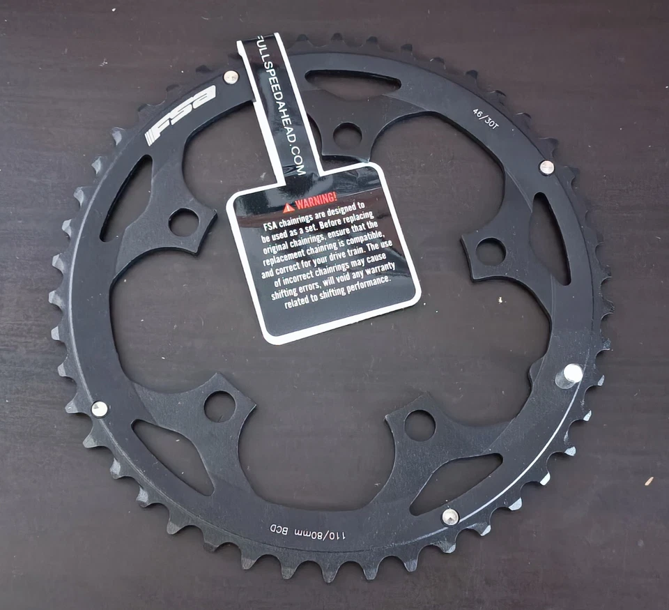 FSA CHAIN RING TEMPO PRO 46T 110 BCD 5 BOLTS, HOLES 110X46 WB001A 370-0072012050 - Image 2 of 4