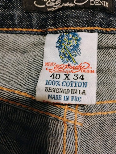 Mens Christian Audigier Ed Hardy Tiger Denim Grunge Jeans 40x34 Skater Distresse - Picture 9 of 14