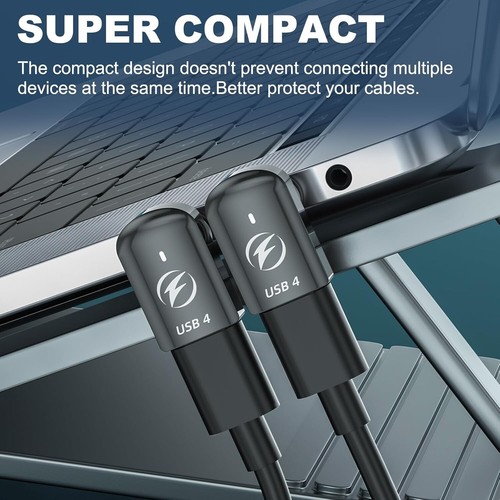 USB C Magnetic Adapter, Right Angle Magnetic USB C Adapter 24 Pins - Photo 6 sur 7