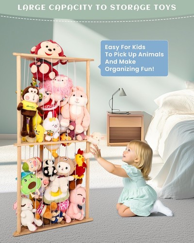 Stuffed Animal Zoo, Triangle Shaped Large Stuffed Animal Storage for Corner O... - Picture 5 of 7