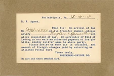 ROSECRANS-SNYDER CO., PHILADELPHIA, PA. TO FREIGHT AGT, WESTERN MARYLAND RAILWAY