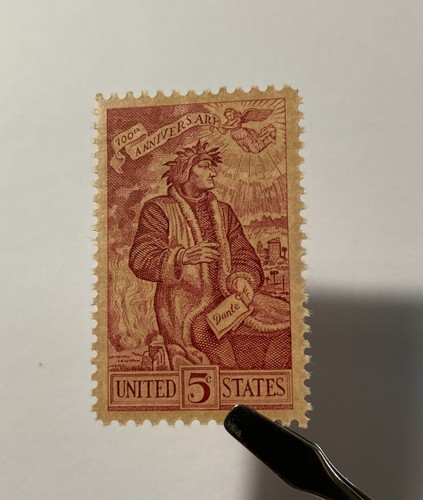 Rare-1965 Dante Alighieri-Italian Poet 5 Cents Stamp Carmine Mint Never Hinge OG - 第 11/24 張圖片