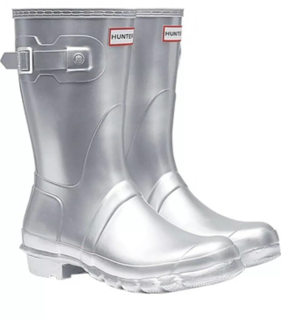 Hunter Original Short Boot In Silver Size 11 BNWOB Hunter Original Short Boot In Silver Size 11 BNWOB