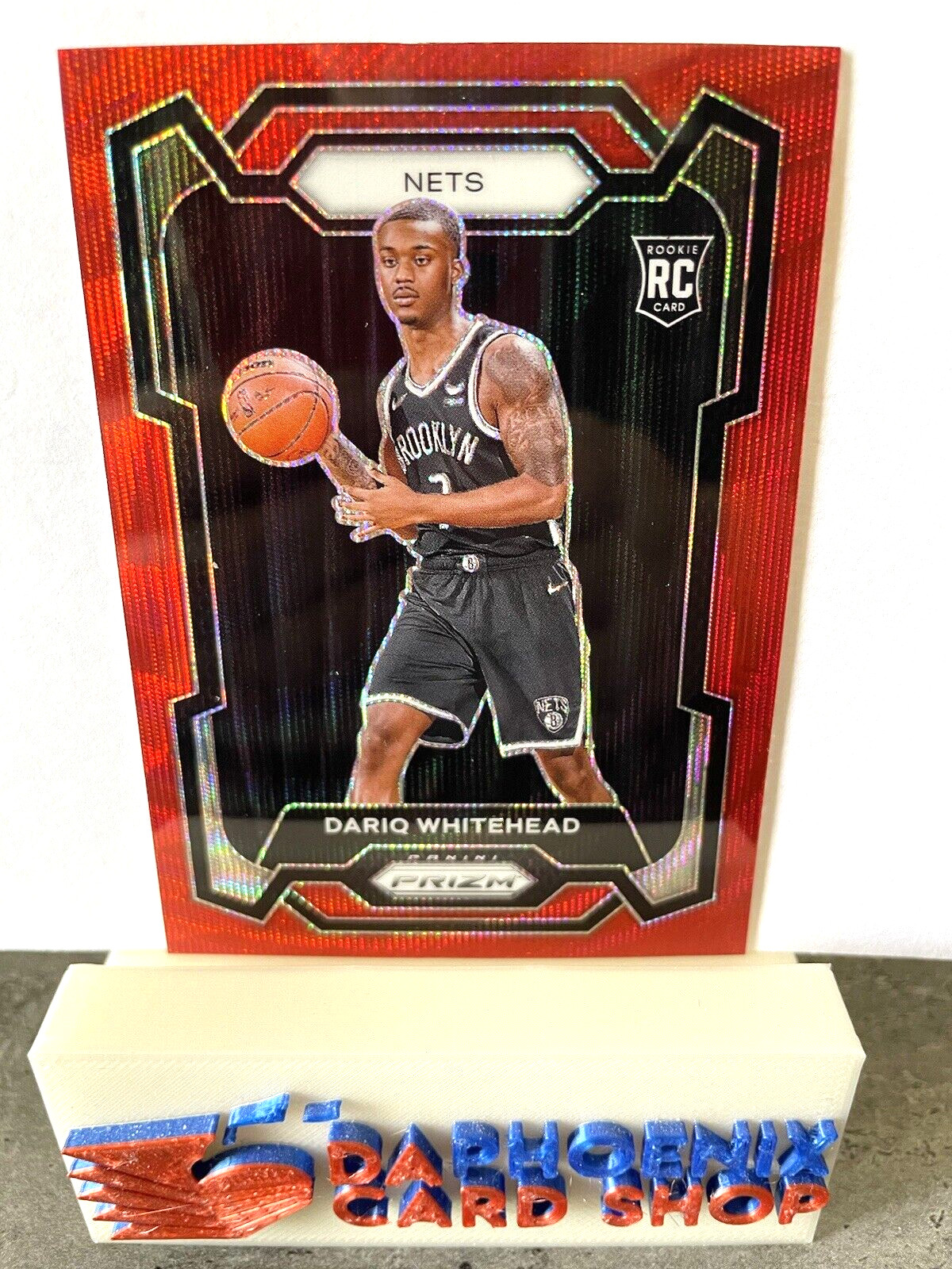 Dariq Whitehead  Nets 2023-24 Panini Prizm Ruby Wave Prizm Rookie #175