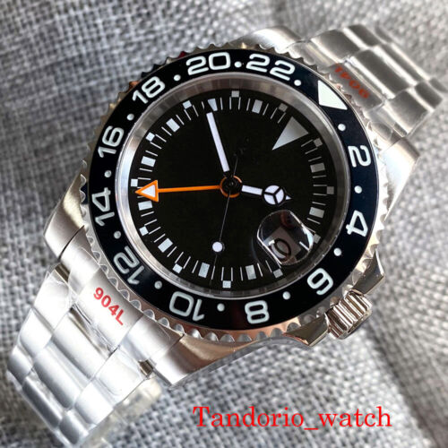 40/43 mm Bliger esfera negra GMT luminoso mecánico reloj automático cristal zafiro - Imagen 10 de 10