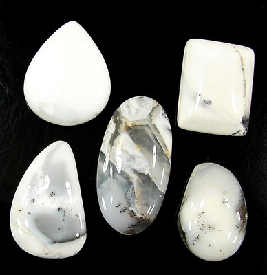 83.75 Ct Natural Dendrite Opal 20-30 mm Loose Gemstone Cabochon 5 Pcs Lot - 1376