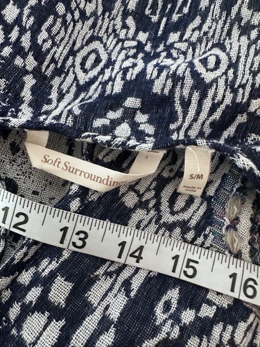 Soft Surroundings Open Front Cardigan Yarn Embroidered Size S/M Blue Fringe Blue - 第 7/12 張圖片