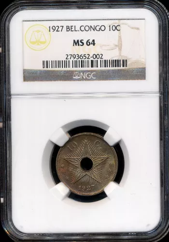 Belgian Congo 1927 10 Centimes - NGC MS64