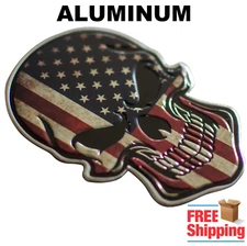 3D Metal Skull American Flag Sticker Emblem For Auto, Motorcycle, Truck USA