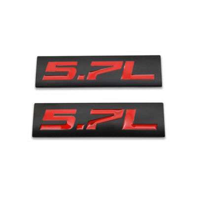 2-Piece Chrome & Red 5.7L Metal Emblem Badge Set – Zinc Alloy, Self-Adhesive