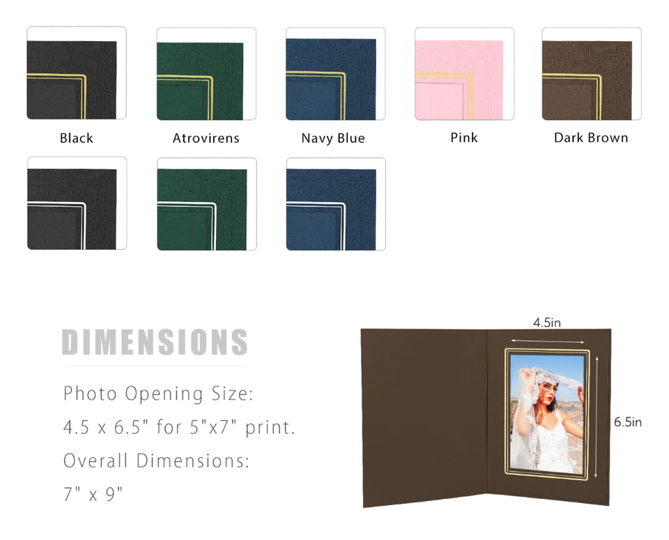 Pacote com 50 pastas para fotos 5x7 papelão moldura para fotos cartão de saudação/convite - Imagem 2 de 4