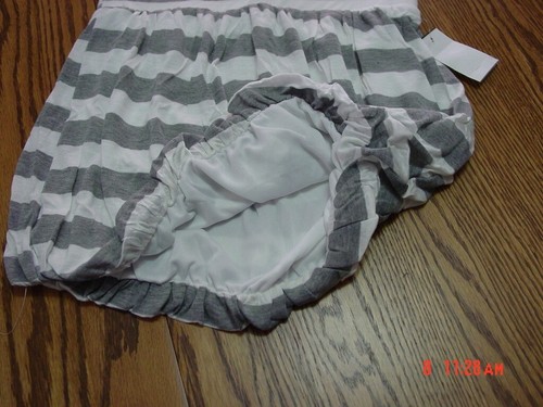 Girls Gray and white striped Bubble Skirt by Honeycomb Kidz - Picture 2 of 4
