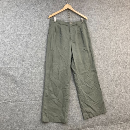 Uniqlo Pants Womens M Medium W28-29 Green Linen Blend Straight Relaxed 47534 - Picture 2 of 10
