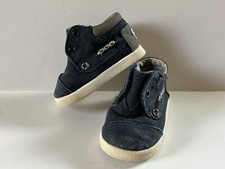 TOMS Baby Toddler Slip on Shoes Navy Blue Gray Double Hook  Loop Size 4